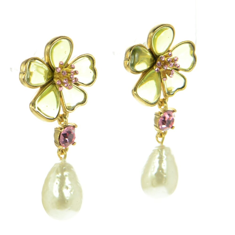Oscar de la Renta Cloudy Resin Pearl Drop Earrings - Picture 2 of 10